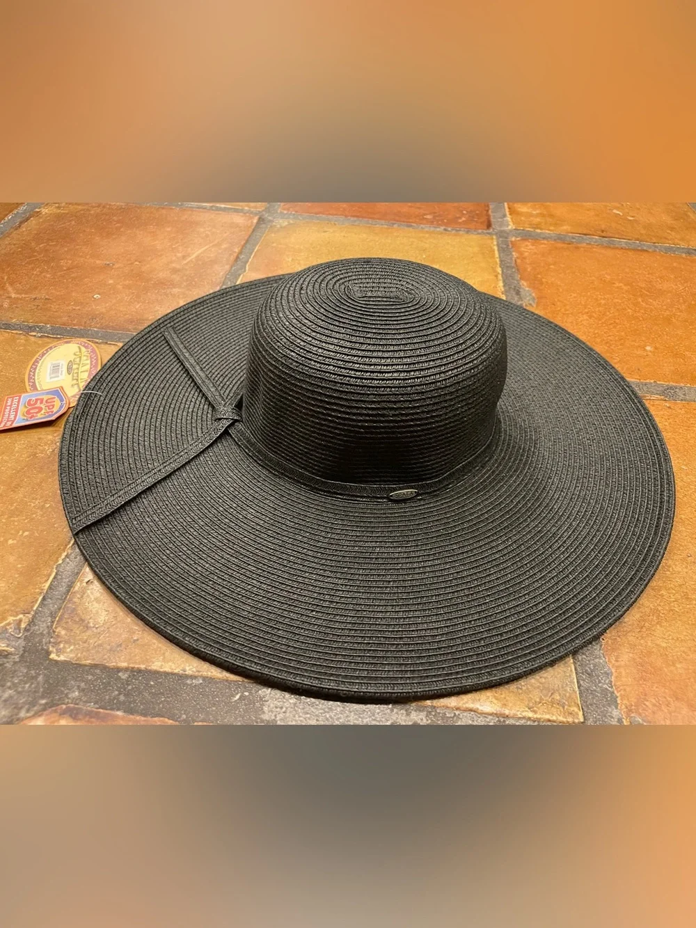 Scala Collezione Black Wide Brim Sun Hat LP44-BLK NWT UPF 50+ OS